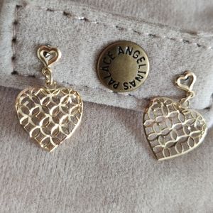 Vintage 14K Yellow Gold Dangle Heart Earrings